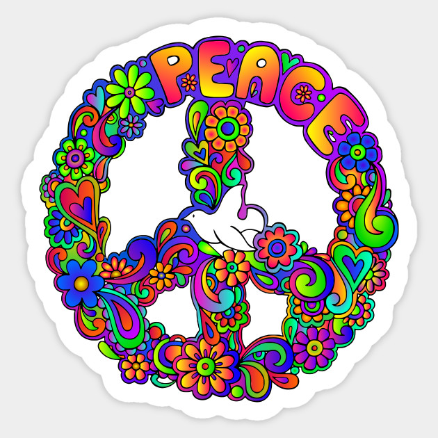 Flower Power Peace Sign Peace Sign Sticker Teepublic 